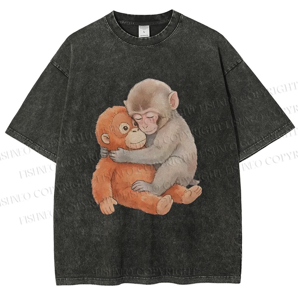 Unisex Poor Punch Printed Washed Tee