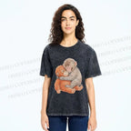 Unisex Poor Punch Printed Washed Tee