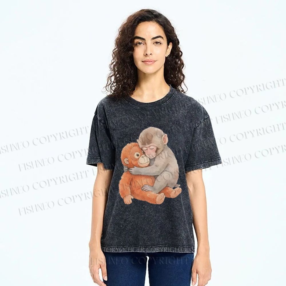 Unisex Poor Punch Printed Washed Tee