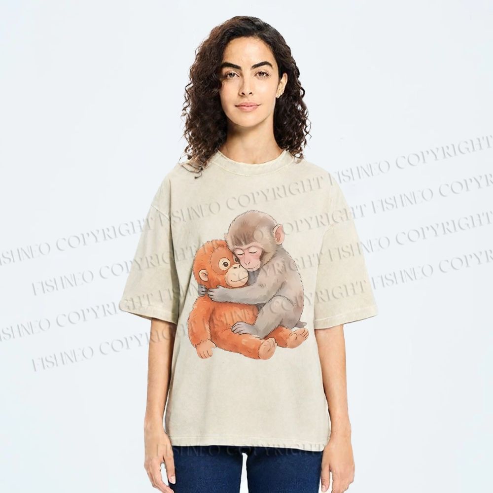 Unisex Poor Punch Printed Washed Tee