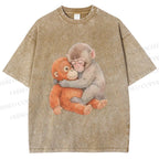 Unisex Poor Punch Printed Washed Tee
