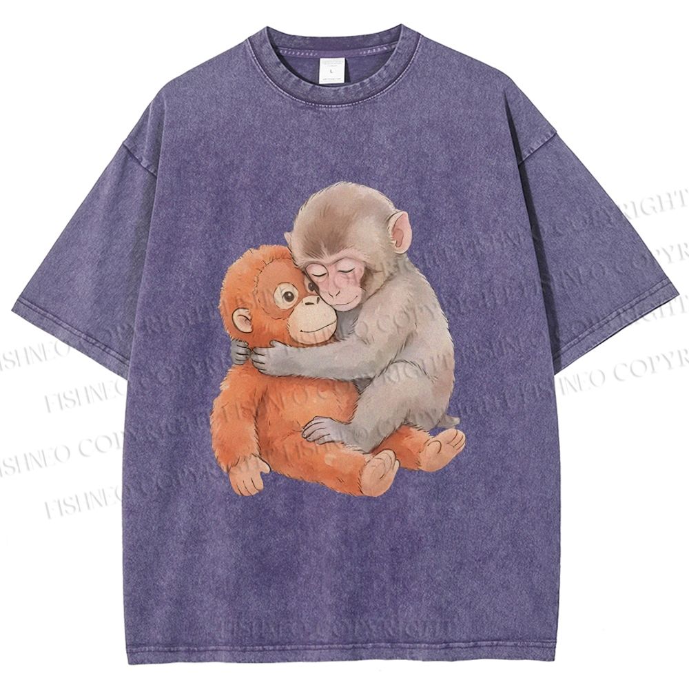 Unisex Poor Punch Printed Washed Tee