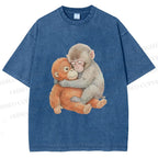 Unisex Poor Punch Printed Washed Tee