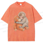 Unisex Poor Punch Printed Washed Tee