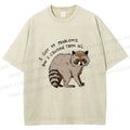 Unisex Raccoon Funny Meme Printed Washed Tee