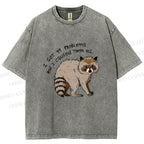 Unisex Raccoon Funny Meme Printed Washed Tee