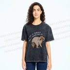 Unisex Raccoon Funny Meme Printed Washed Tee