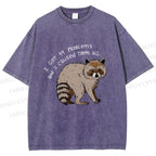 Unisex Raccoon Funny Meme Printed Washed Tee