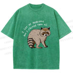 Unisex Raccoon Funny Meme Printed Washed Tee