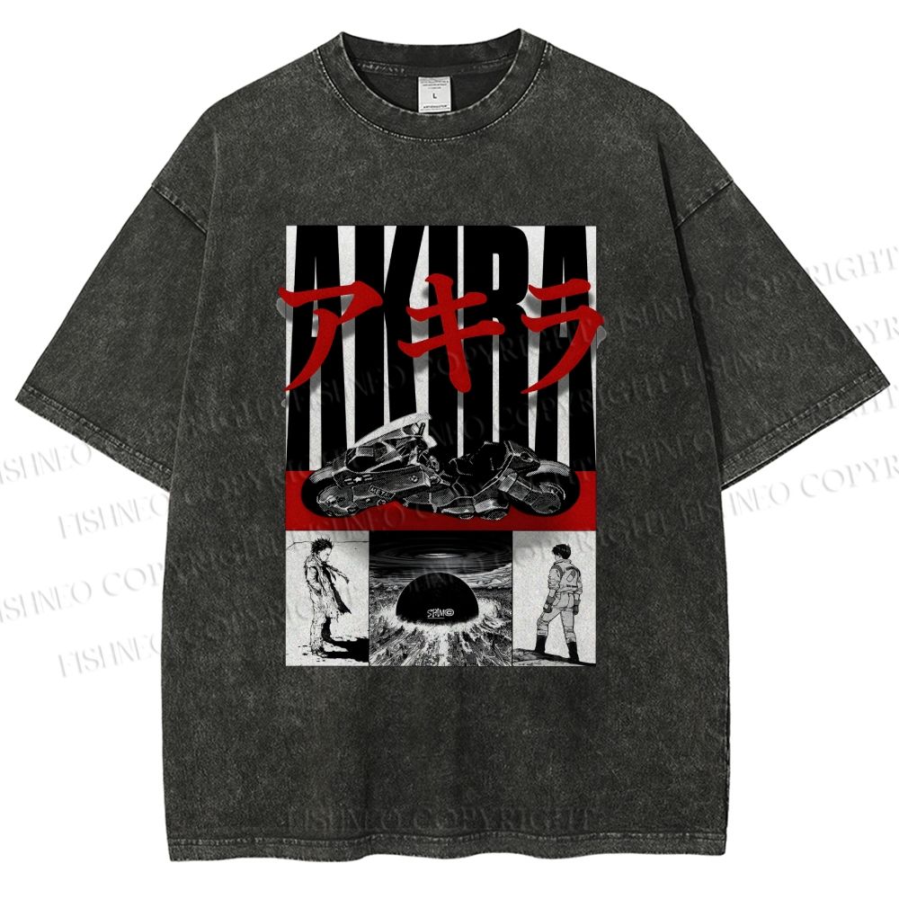 Unisex Akira Printed Washed Tee