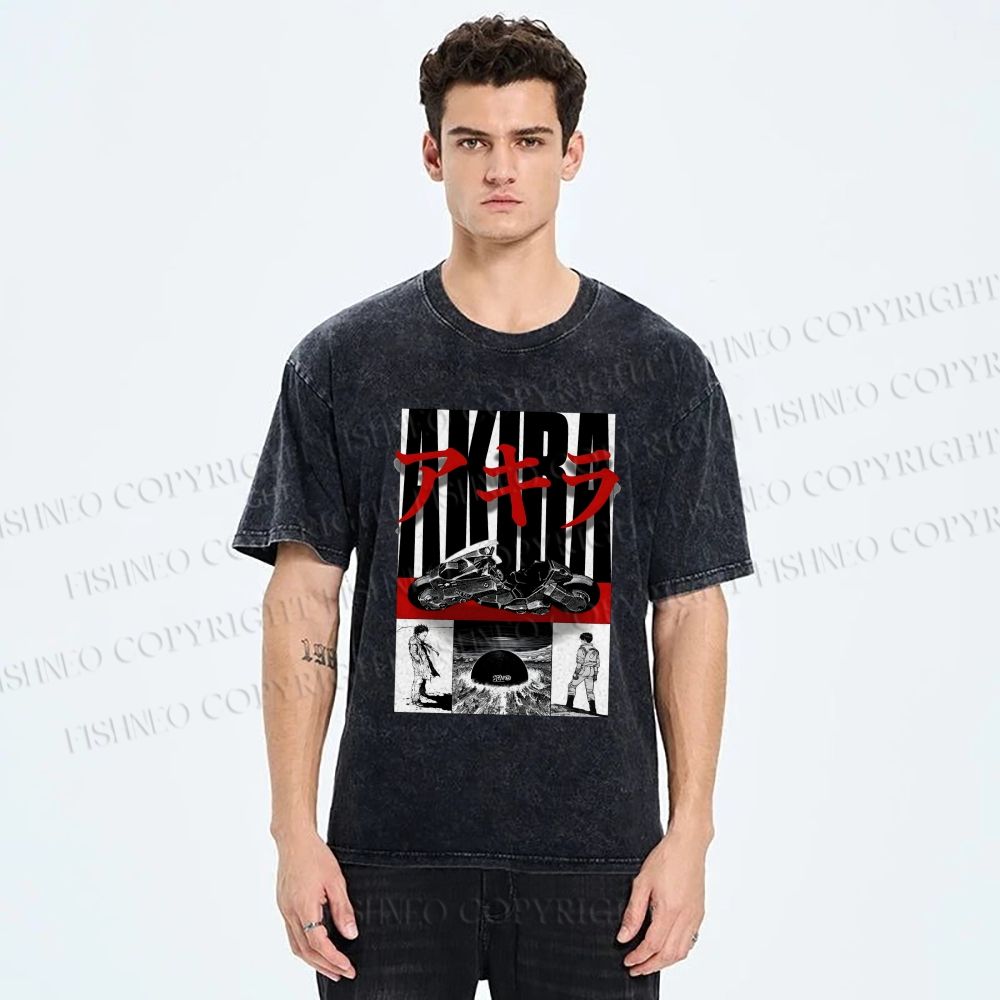 Unisex Akira Printed Washed Tee