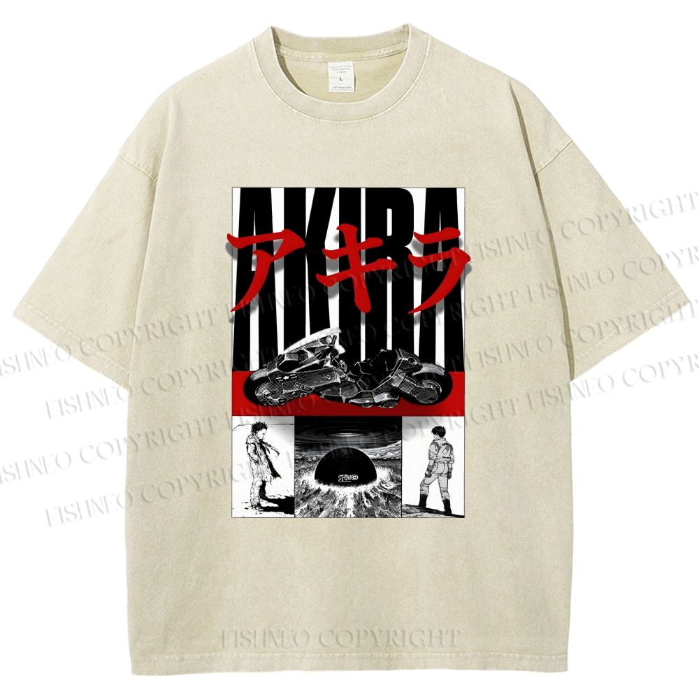 Unisex Akira Printed Washed Tee