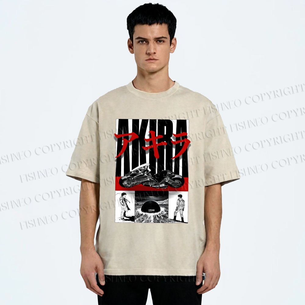 Unisex Akira Printed Washed Tee