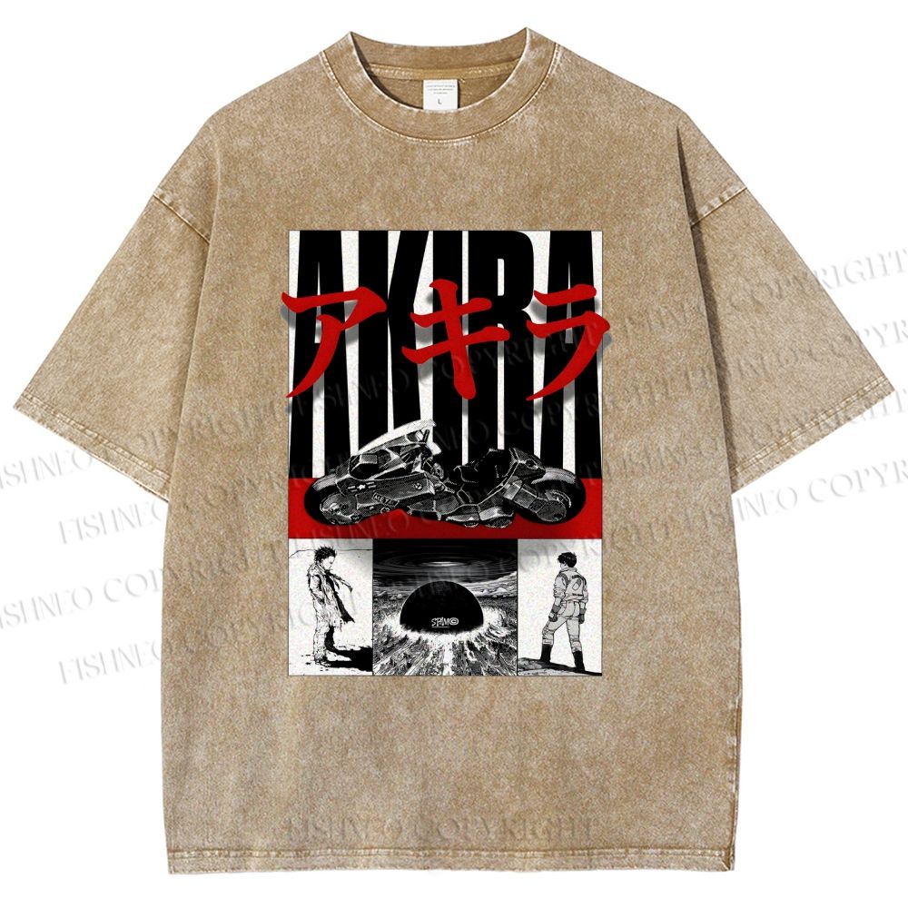 Unisex Akira Printed Washed Tee
