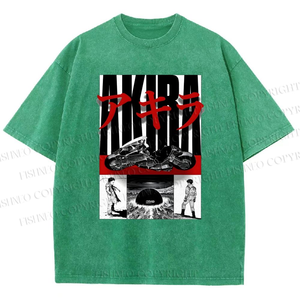 Unisex Akira Printed Washed Tee