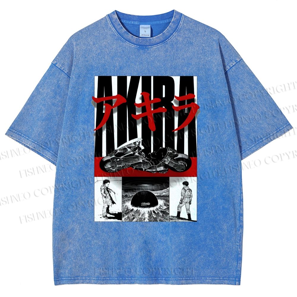 Unisex Akira Printed Washed Tee