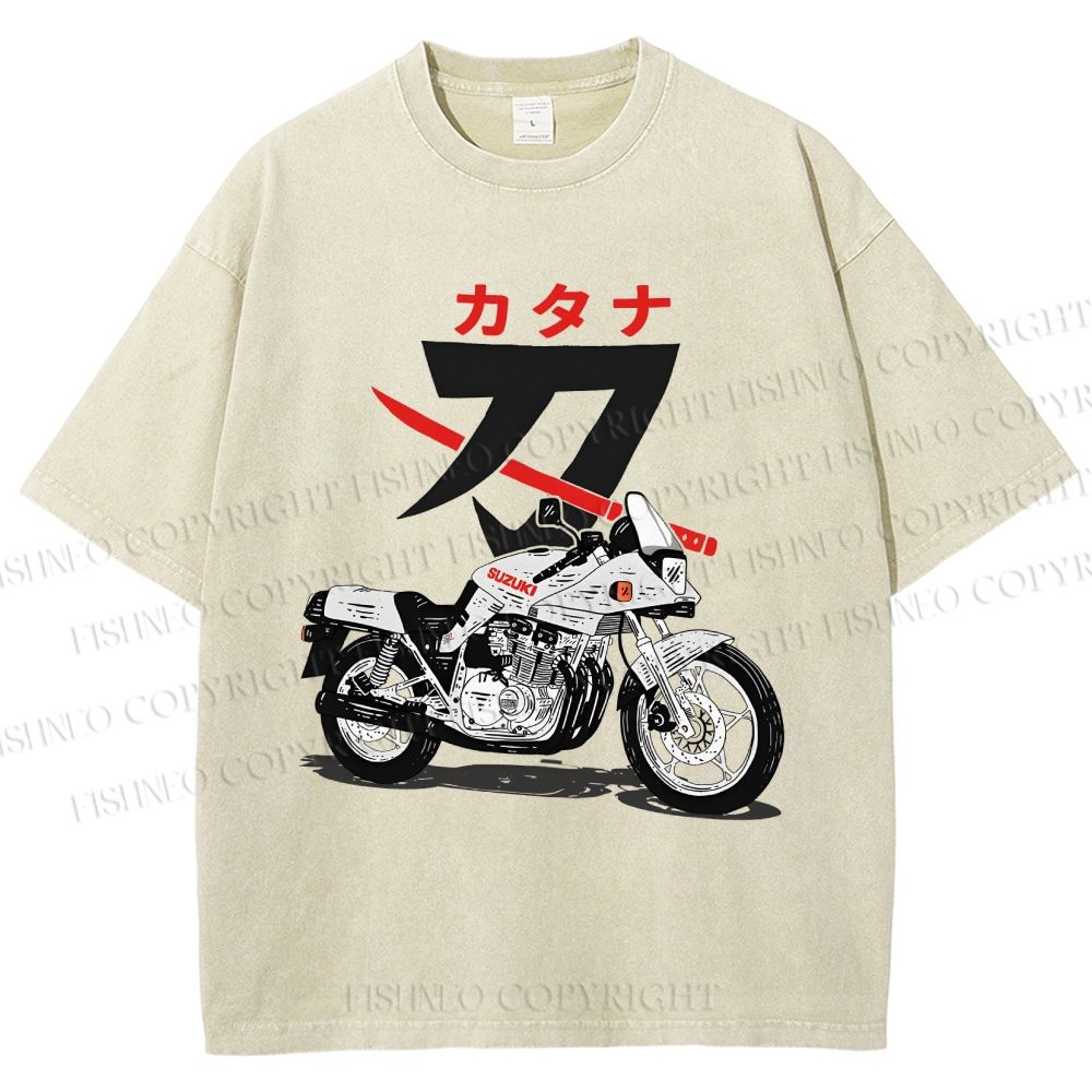Unisex Suzuki Katana Printed Washed Tee