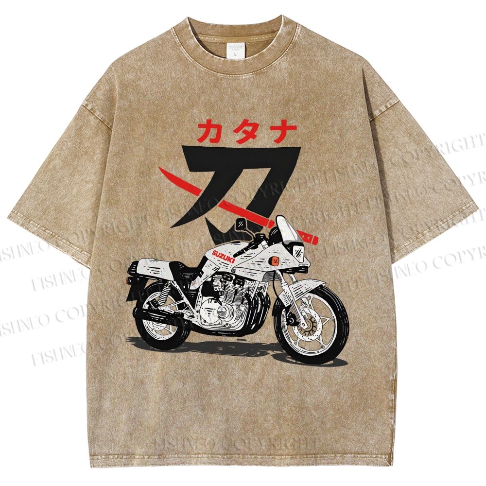 Unisex Suzuki Katana Printed Washed Tee