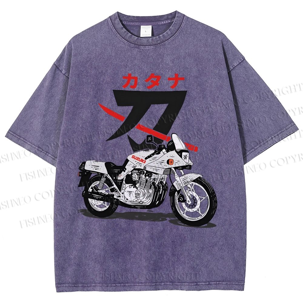 Unisex Suzuki Katana Printed Washed Tee
