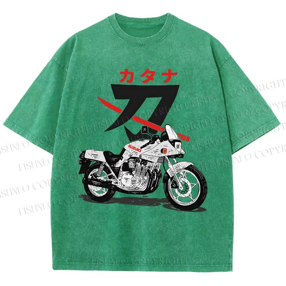 Unisex Suzuki Katana Printed Washed Tee
