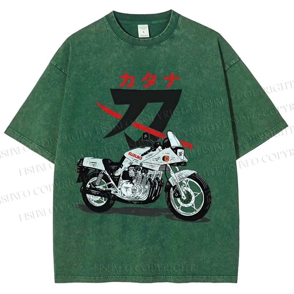 Unisex Suzuki Katana Printed Washed Tee