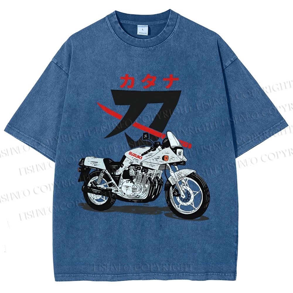 Unisex Suzuki Katana Printed Washed Tee