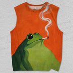 Unisex Smoking Frog Printed Tank Top