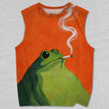 Unisex Smoking Frog Printed Tank Top