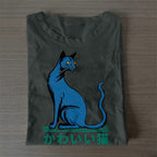 Casual Cute Cat Printed Cotton Folded T-shirt