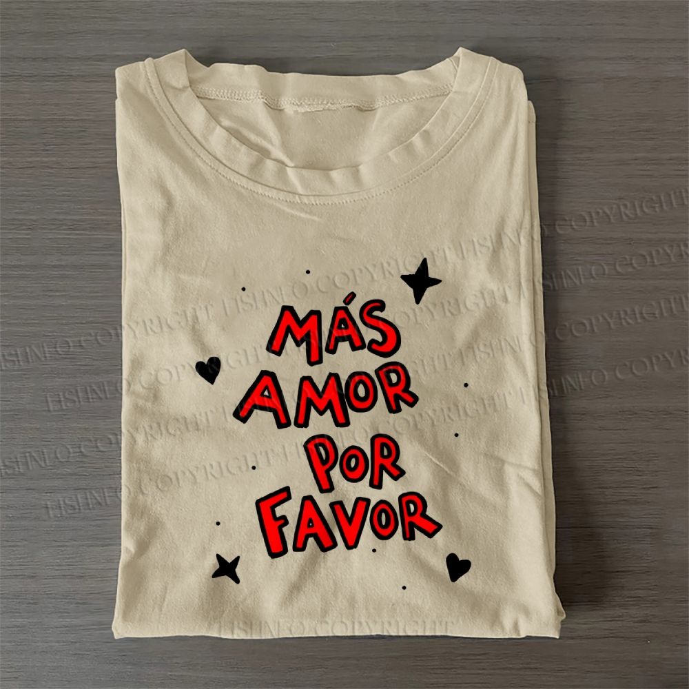 Mas Amor Por Favor Casual Cotton Folded T-shirt
