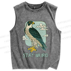 Unisex Owl in Cloud Stay Weird Printed Washed Tank Top