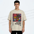 Unisex Yayoi Kusama Graffiti Printed Washed Tee