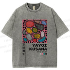 Unisex Yayoi Kusama Graffiti Printed Washed Tee