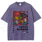 Unisex Yayoi Kusama Graffiti Printed Washed Tee