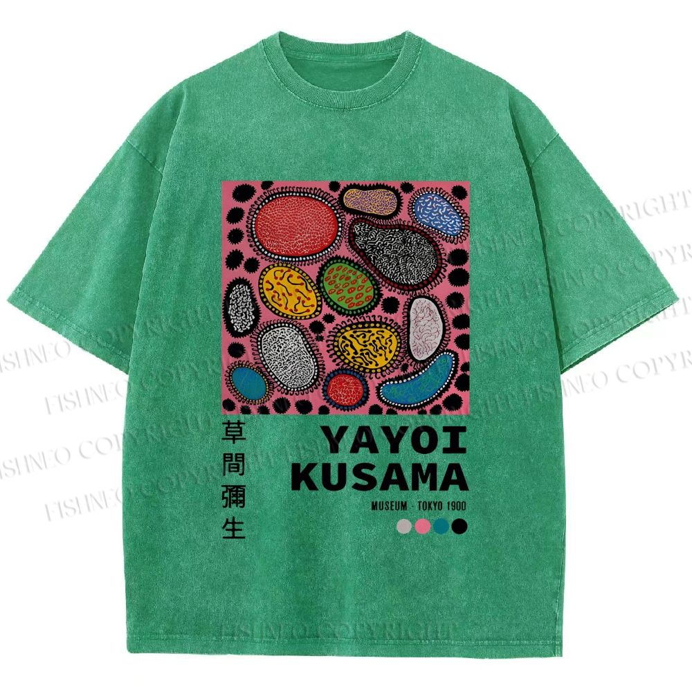 Unisex Yayoi Kusama Graffiti Printed Washed Tee
