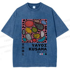 Unisex Yayoi Kusama Graffiti Printed Washed Tee