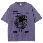 Unisex Yayoi Kusama Black Sheep Printed Washed Tee