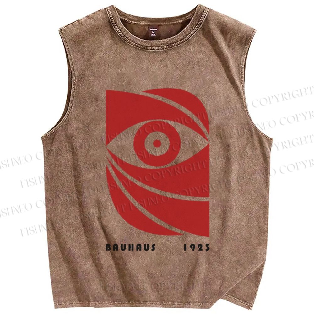 Unisex Bauhaus Eye Printed Washed Tank Top