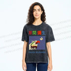 Unisex Yayoi Kusama Colorful Bird Printed Washed Tee