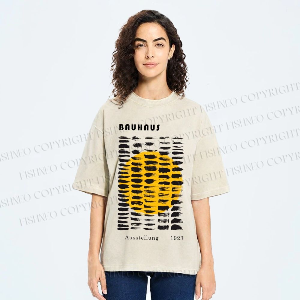 Unisex Bauhaus Geometry Printed Washed Tee