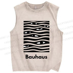 Unisex Bauhaus Wave Eyes Printed Washed Tank Top