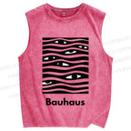 Unisex Bauhaus Wave Eyes Printed Washed Tank Top