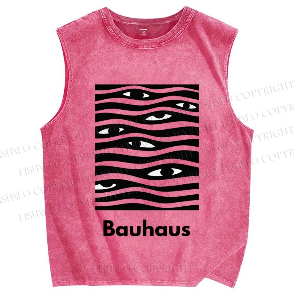 Unisex Bauhaus Wave Eyes Printed Washed Tank Top