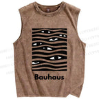 Unisex Bauhaus Wave Eyes Printed Washed Tank Top