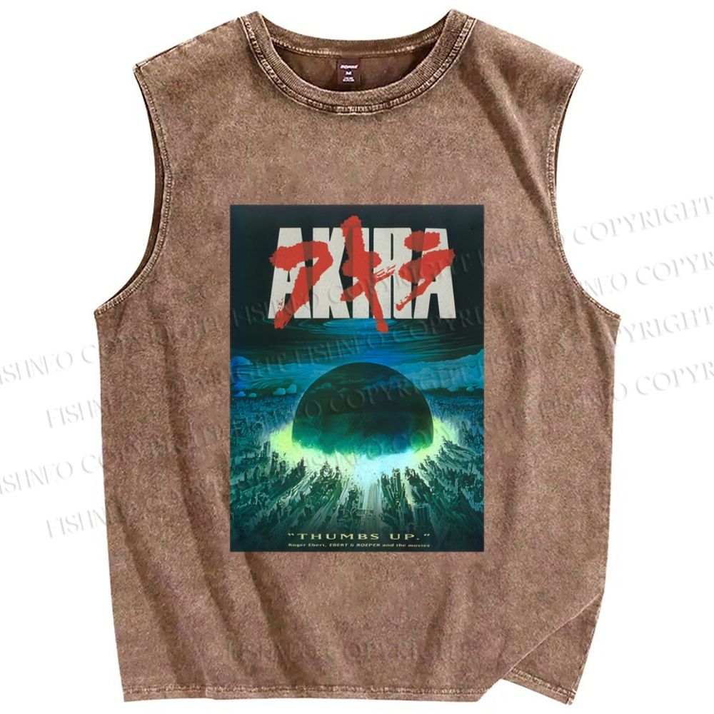 Unisex Akira Printed Washed Tank Top