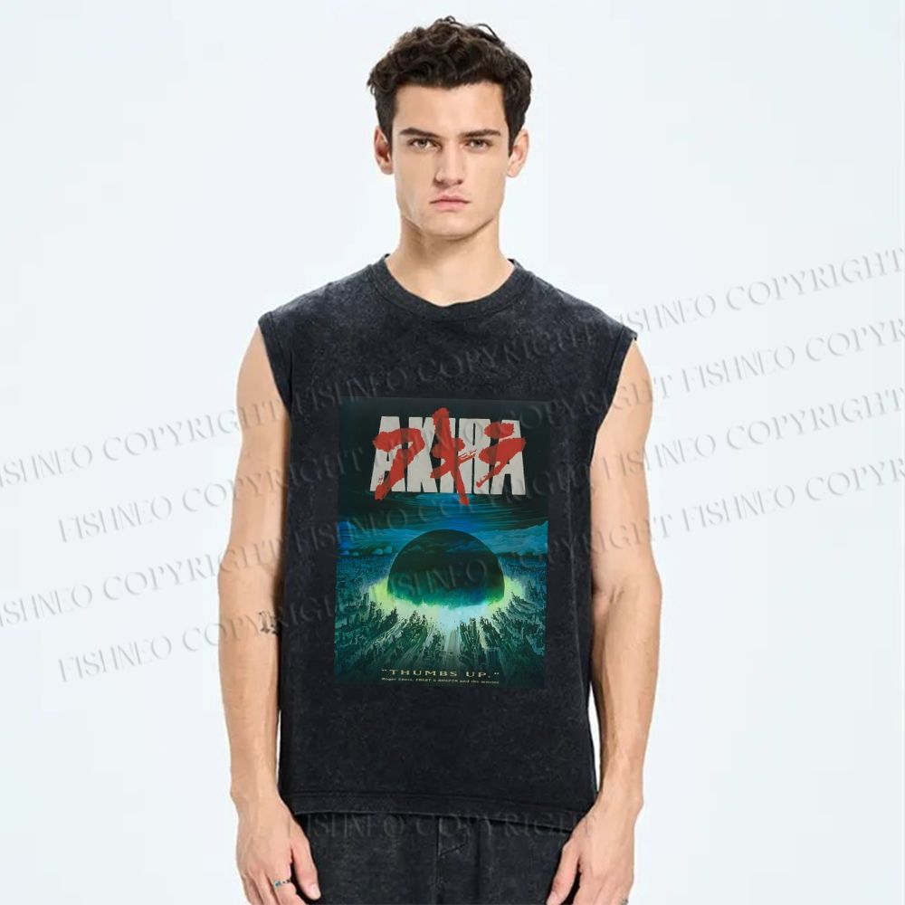 Unisex Akira Printed Washed Tank Top