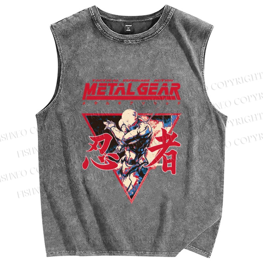 Unisex Metal Gear Solid Cyborg Ninja Printed Washed Tank Top