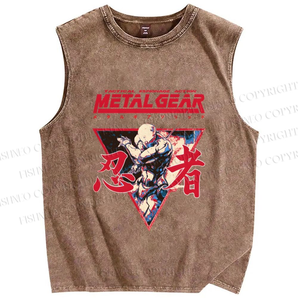 Unisex Metal Gear Solid Cyborg Ninja Printed Washed Tank Top