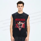 Unisex Metal Gear Solid Cyborg Ninja Printed Washed Tank Top