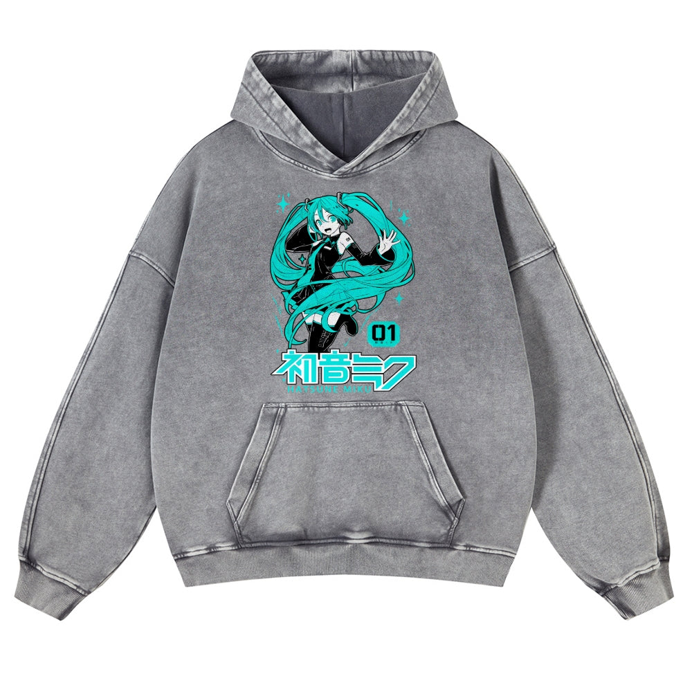 Hatsune Miku Vintage Washed Thick Cotton Hoodie